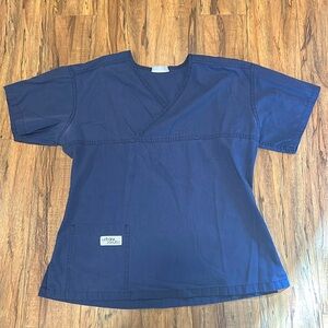 URBANE navy blue v-neck scrub top. Size small.
